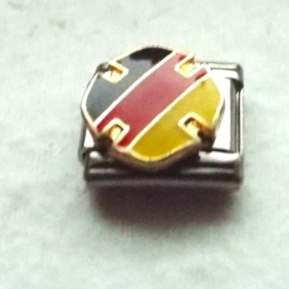 Round enamel German flag colors 9mm stainless steel italian charm bracelet link
